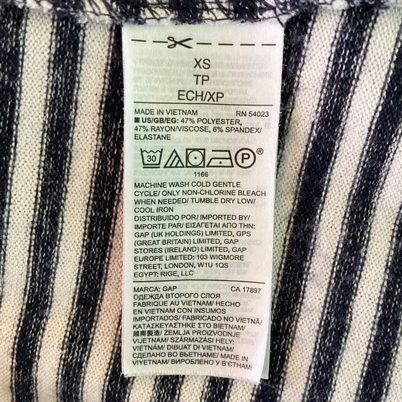 Women’s size XS Gap navy and white striped A-line swing dress with sleeve tie - Picture 5 of 6